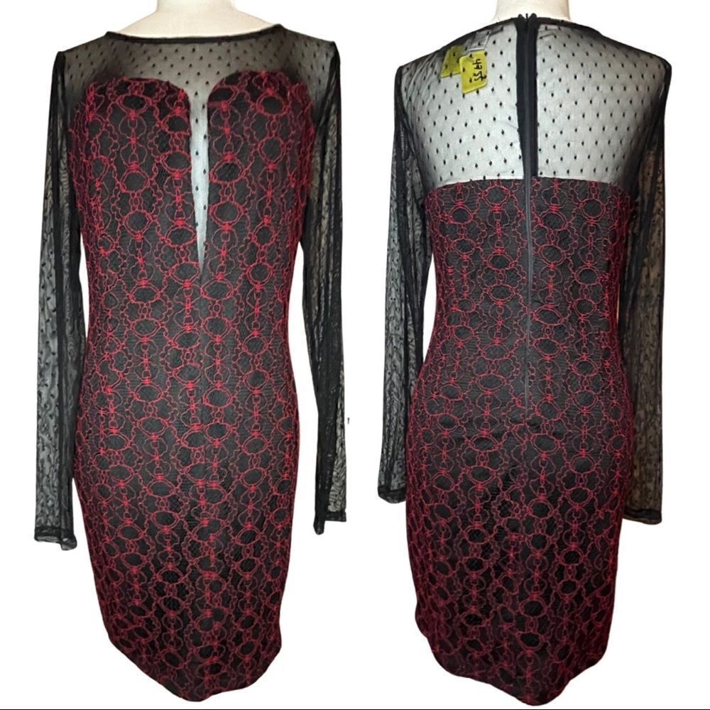 Nikibiki Black & Red Sheer Top Party Dress